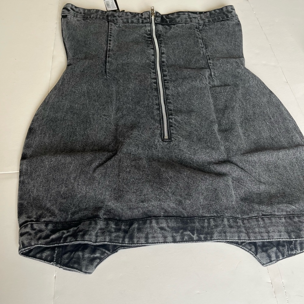 PrettyLittleThing Asymmetric  Washed Black Denim Mini Dress Size 8